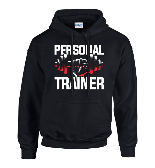 personal trainer személyi edző edzős kondi Fekete Férfi Kapucnis Pulóver