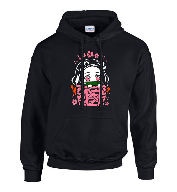 nezuko demon slayer Fekete Férfi Kapucnis Pulóver