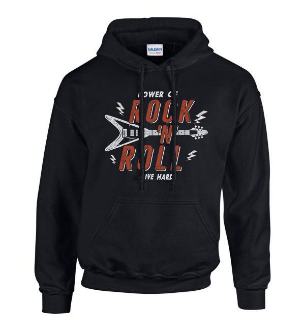 Rock And Roll Fekete Férfi Kapucnis Pulóver