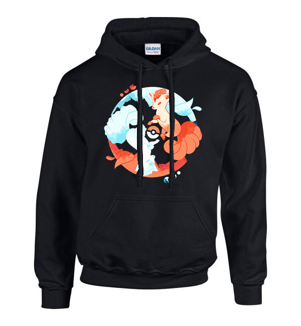 vulpix pokemon Fekete Férfi Kapucnis Pulóver
