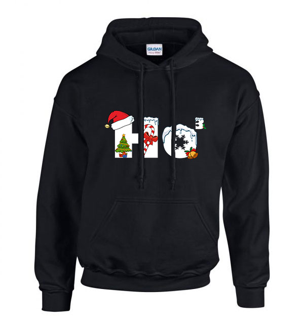 karácsony ho ho ho Fekete Férfi Kapucnis Pulóver