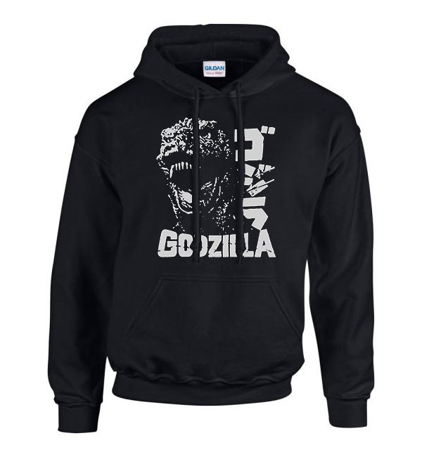 retro godzilla Fekete Férfi Kapucnis Pulóver