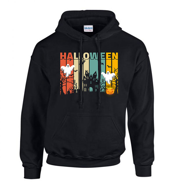 halloween Fekete Férfi Kapucnis Pulóver