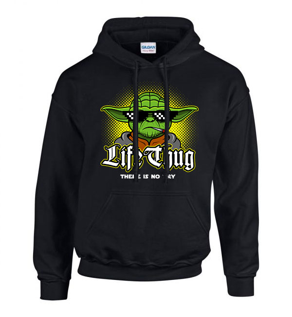 yoda humor thug life try Fekete Férfi Kapucnis Pulóver