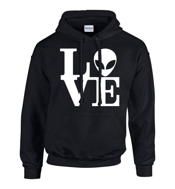 ufo love Fekete Férfi Kapucnis Pulóver