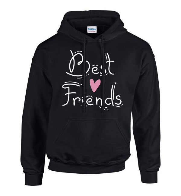 best friends bff barátság Fekete Férfi Kapucnis Pulóver