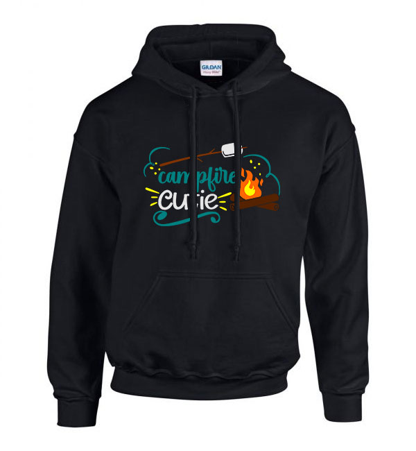 campfire camping kemping Fekete Férfi Kapucnis Pulóver