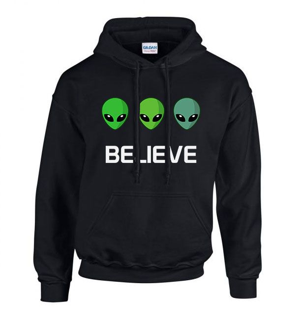 ufo believe Fekete Férfi Kapucnis Pulóver