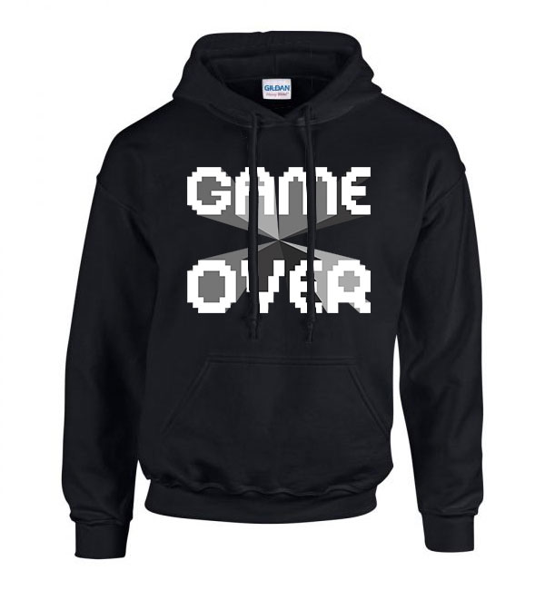 game over gamer Fekete Férfi Kapucnis Pulóver