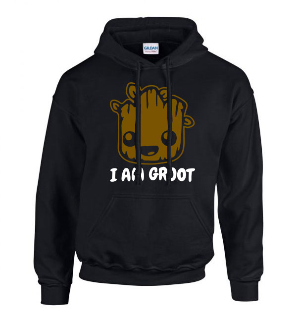 i am groot Fekete Férfi Kapucnis Pulóver