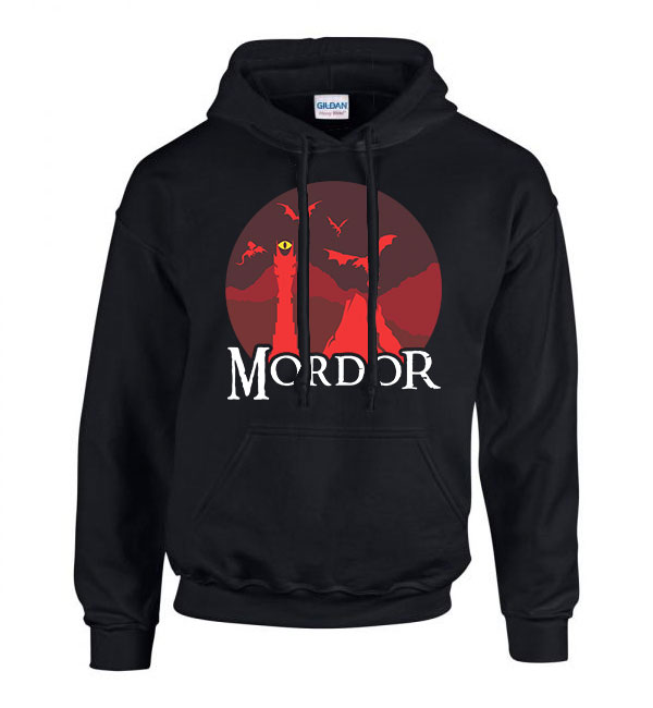 lord of the rings gyűrűk ura mordor Fekete Férfi Kapucnis Pulóver