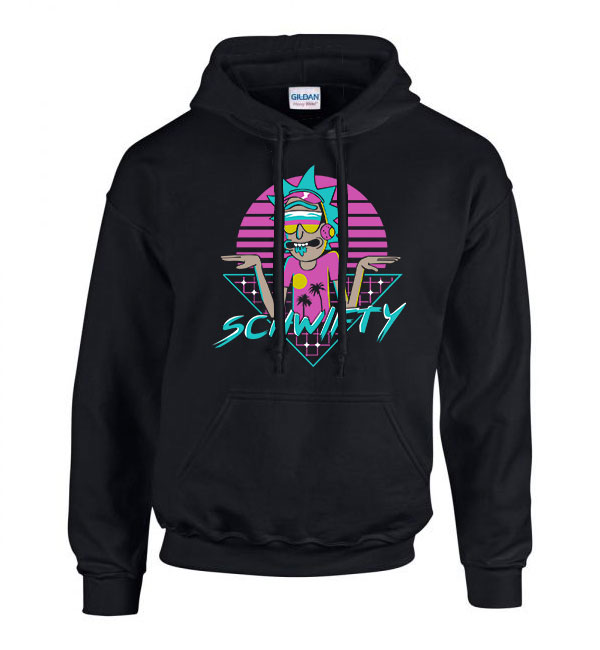 schwifty rick és morty Fekete Férfi Kapucnis Pulóver