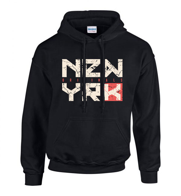 new york city Fekete Férfi Kapucnis Pulóver