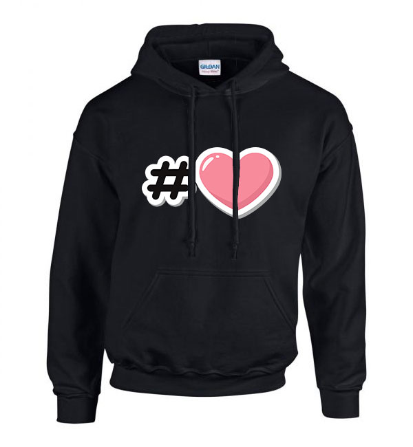heart szív Fekete Férfi Kapucnis Pulóver