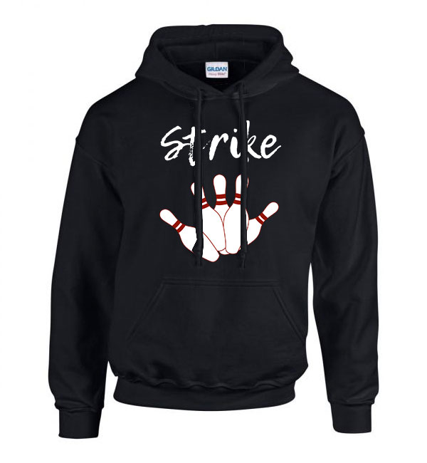 bowling strike Fekete Férfi Kapucnis Pulóver