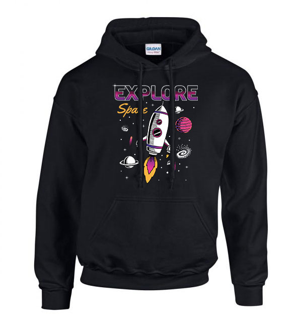 explore space űrhajó Fekete Férfi Kapucnis Pulóver