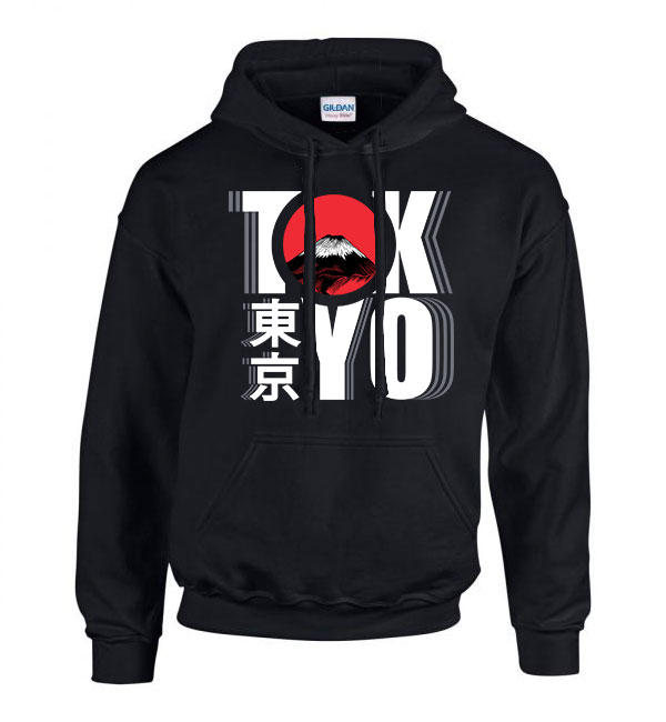 Tokyo japán japan Fekete Férfi Kapucnis Pulóver