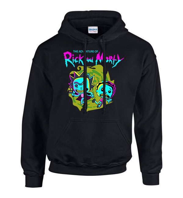 rick és morty Fekete Férfi Kapucnis Pulóver