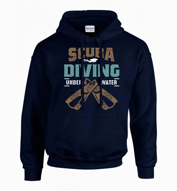 scuba diving búvárkodás búvár Sötétkék Férfi Kapucnis Pulóver