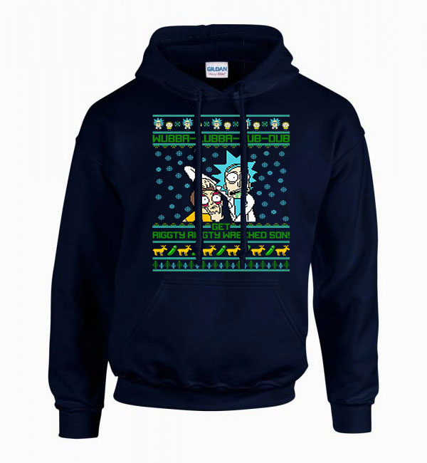 rick és morty Sötétkék Férfi Kapucnis Pulóver