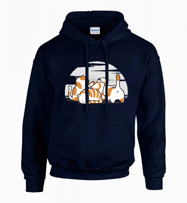 bb8 star wars macskák macskás cicás Sötétkék Férfi Kapucnis Pulóver