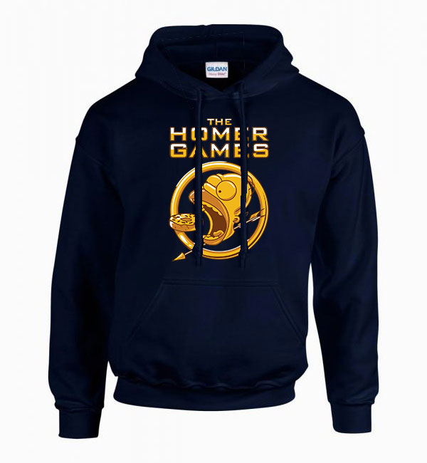 Homer Simpson Hunger Games fánk donut Sötétkék Férfi Kapucnis Pulóver