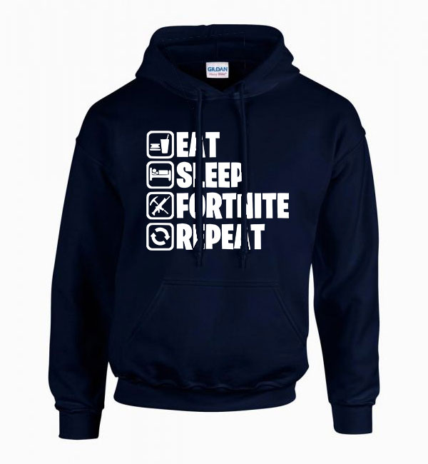 eat sleep fortnite repeat Sötétkék Férfi Kapucnis Pulóver