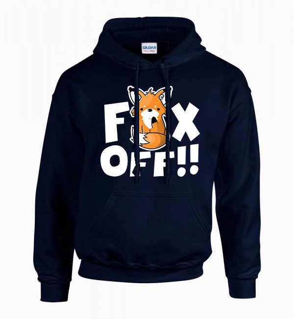fox off fuck off Sötétkék Férfi Kapucnis Pulóver