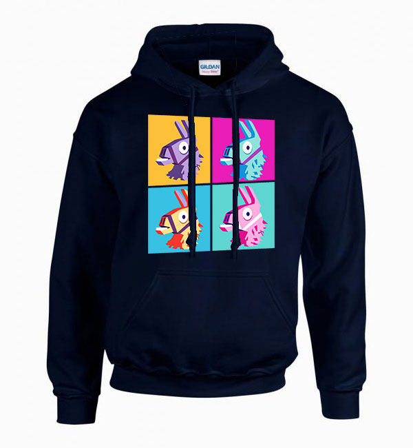 loot láma fortnite loot llama Sötétkék Férfi Kapucnis Pulóver
