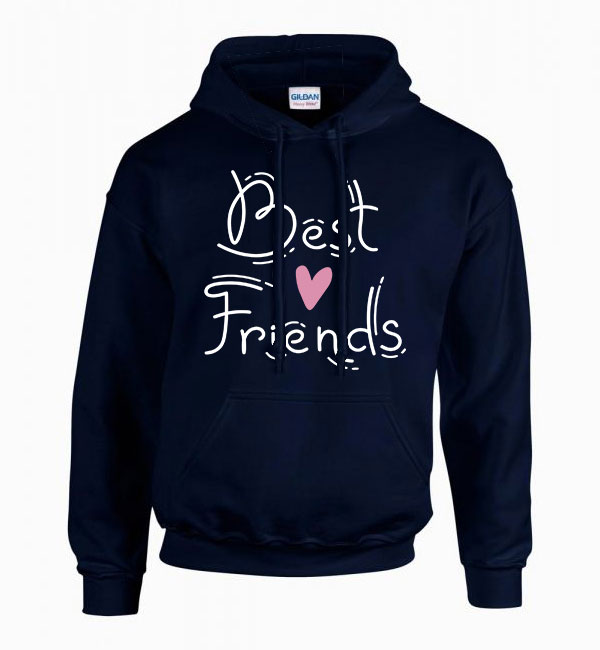 best friends bff barátság Sötétkék Férfi Kapucnis Pulóver