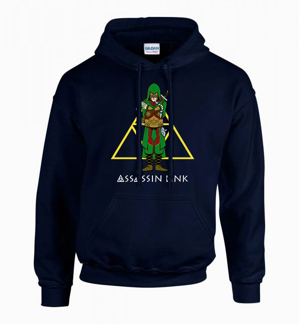 assasin creed zelda link Sötétkék Férfi Kapucnis Pulóver