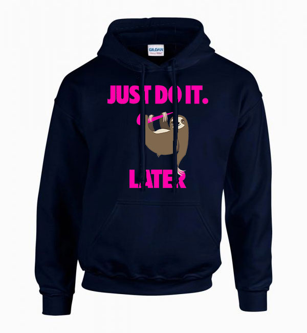 lajhár just do it later Sötétkék Férfi Kapucnis Pulóver