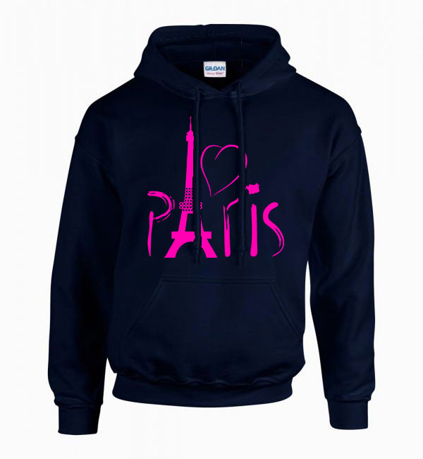 párizs eiffel torony eiffel tower paris francia ország Sötétkék Férfi Kapucnis Pulóver