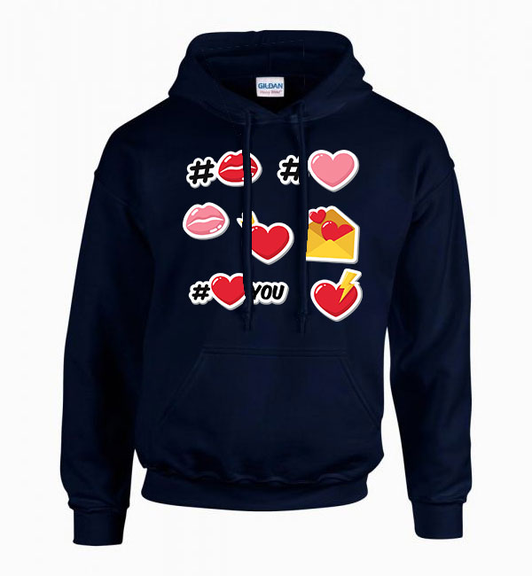 lips and hearts Sötétkék Férfi Kapucnis Pulóver