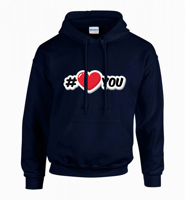 i love you Sötétkék Férfi Kapucnis Pulóver