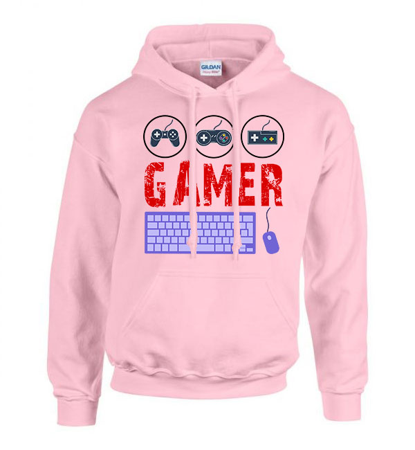 Gamer joystick Rózsaszín Férfi Kapucnis Pulóver