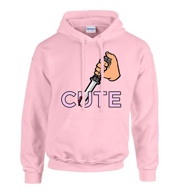 cute psycho psziho kés Rózsaszín Férfi Kapucnis Pulóver