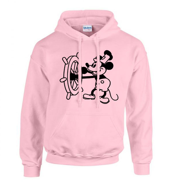 retro mickey egér steamboat willie Rózsaszín Férfi Kapucnis Pulóver