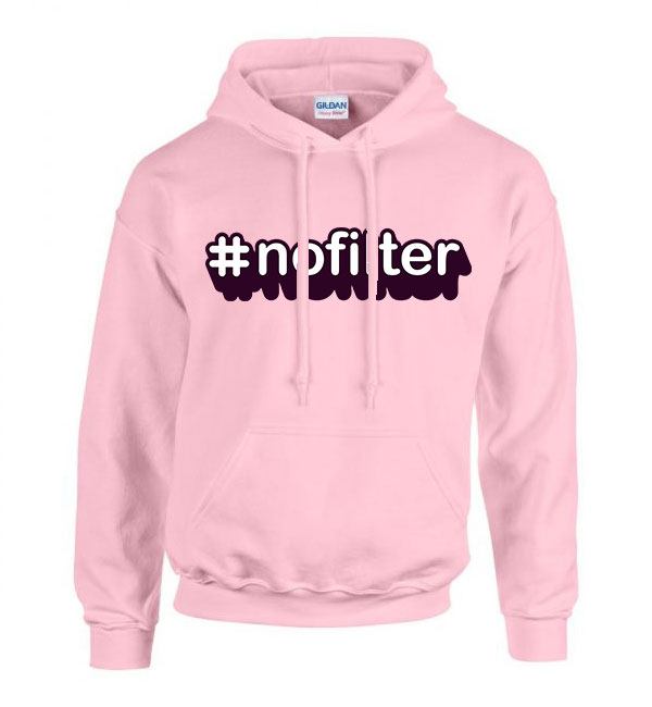 nofilter hashtag hessteg Rózsaszín Férfi Kapucnis Pulóver