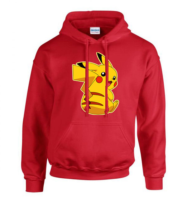 pokemon pikachu Piros Férfi Kapucnis Pulóver