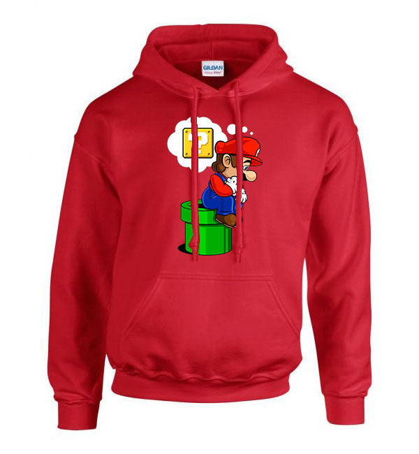 super mario Piros Férfi Kapucnis Pulóver