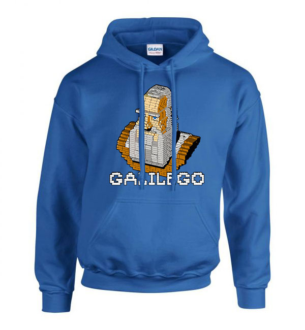 Humor Vicces Lego Galilei Kék Férfi Kapucnis Pulóver