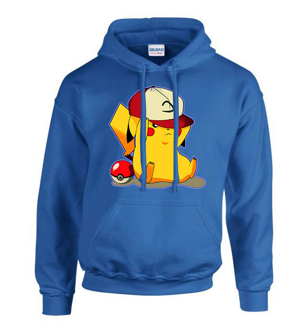 pokemon pikachu Kék Férfi Kapucnis Pulóver