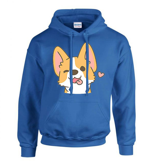 corgi korgi kutya Kék Férfi Kapucnis Pulóver
