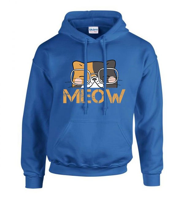 meow macsa macskás cica cicás Kék Férfi Kapucnis Pulóver