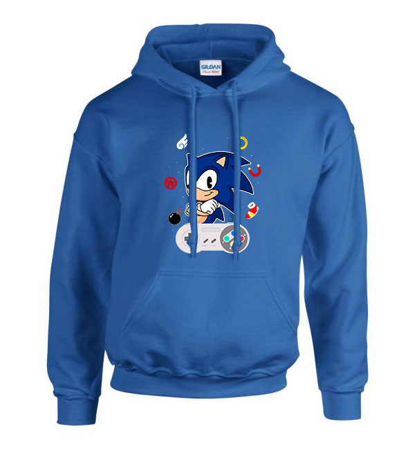 sonic Kék Férfi Kapucnis Pulóver