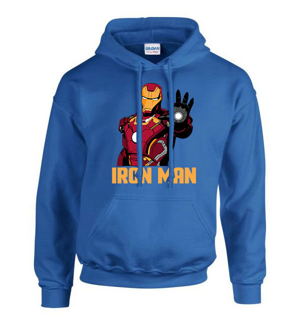 iron man vasember Kék Férfi Kapucnis Pulóver