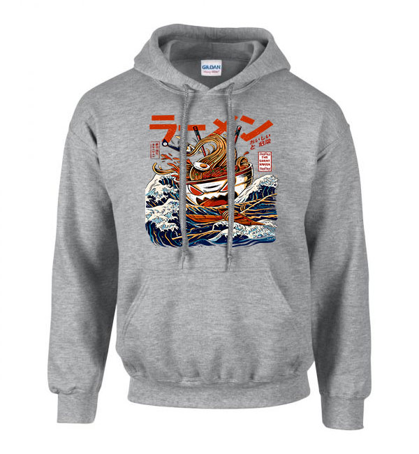 japán ramen Sportszürke Férfi Kapucnis Pulóver