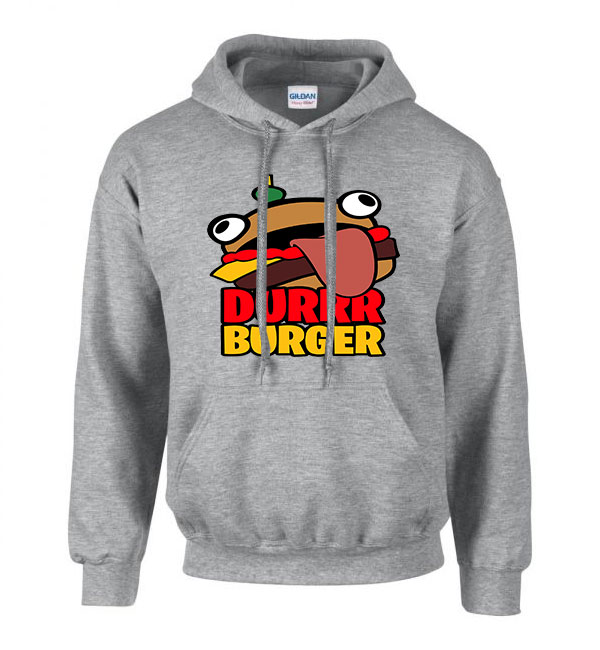 fortnite durrr burger  Sportszürke Férfi Kapucnis Pulóver