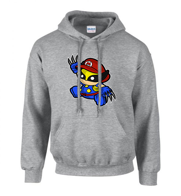 wolverine mario Sportszürke Férfi Kapucnis Pulóver